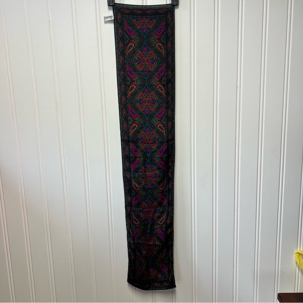 Vintage Liz Claiborne 100% Silk Scarf Paisley Long Oblong Retro 80s
